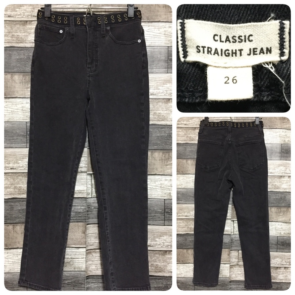 Madewell Classic Straight Jeans Women’s 26 Gray Black Accented Waist (Inseam 25)
